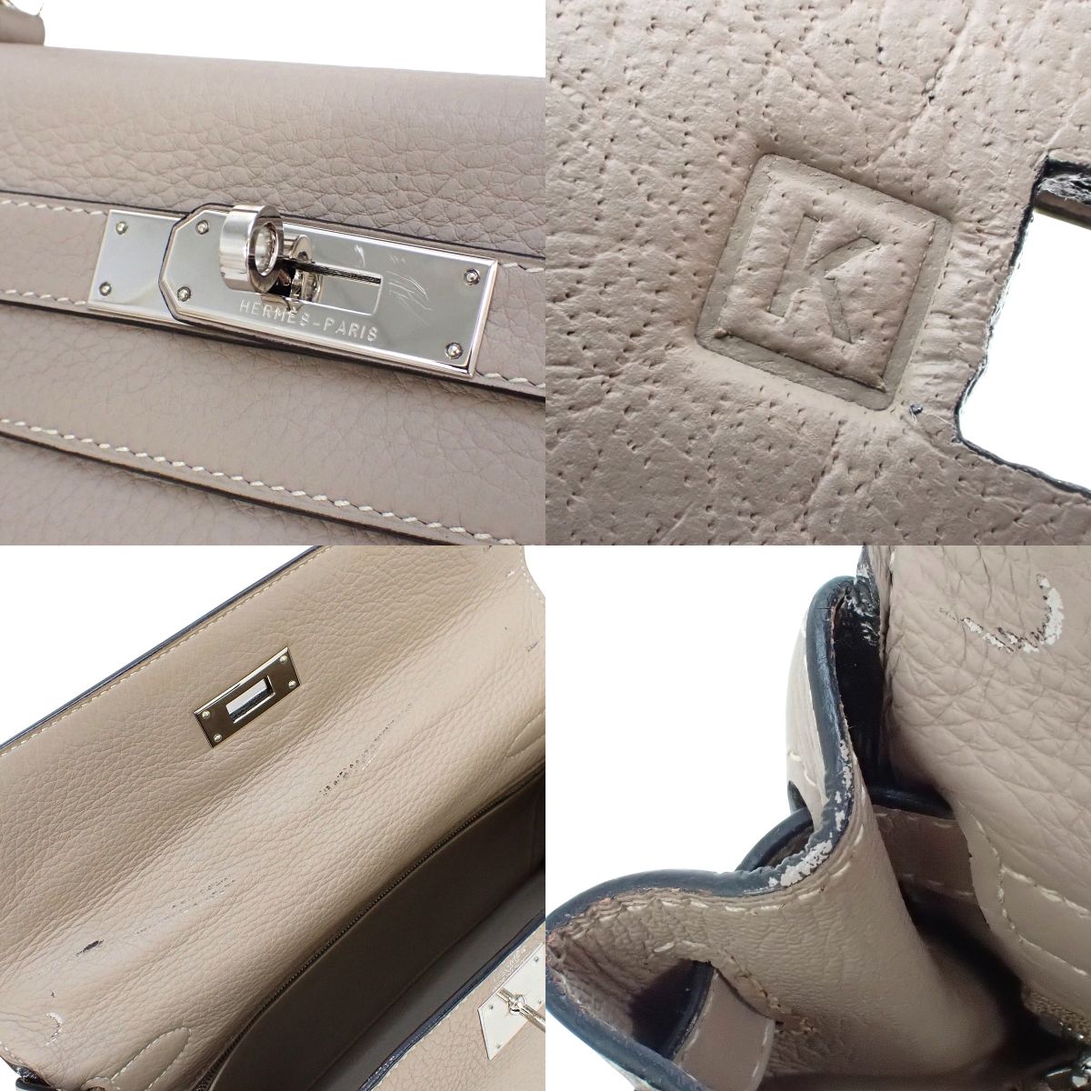 ケリー28 (内縫い) トリヨンクレマンス パラジウム金具 エトゥープ/エトープ □K刻印