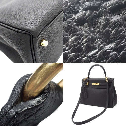 Kelly 28(内缝线)Taurillon Clemence 皮革两用单肩包,带 X 印章