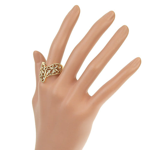 Diamond Leaf Motif Ring D0.25 K18 Pink Gold PG