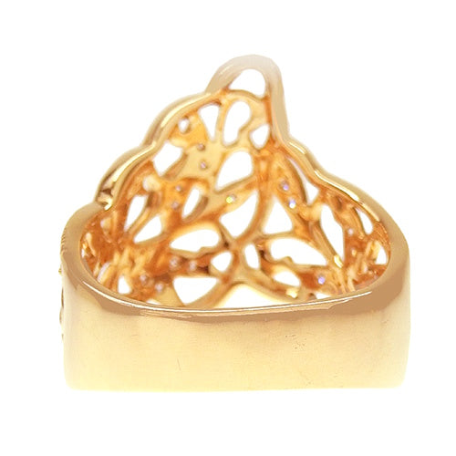 Diamond Leaf Motif Ring D0.25 K18 Pink Gold PG