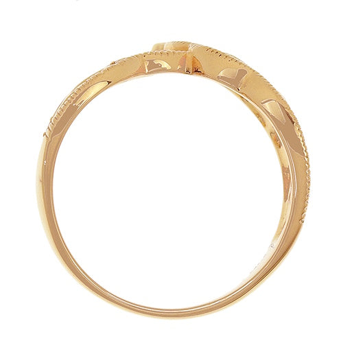 Diamond Leaf Motif Ring D0.25 K18 Pink Gold PG