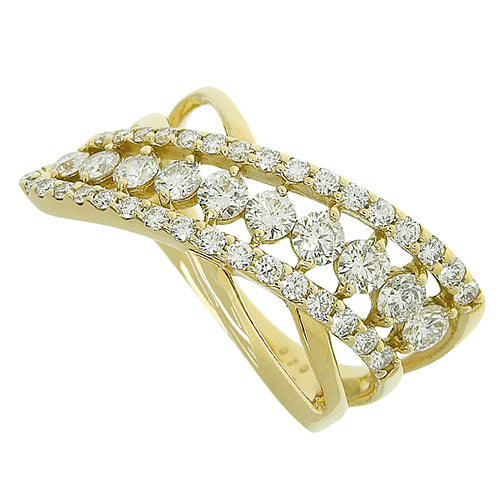 Diamond Line Ring D0.70,0.40 K18 Yellow Gold YG