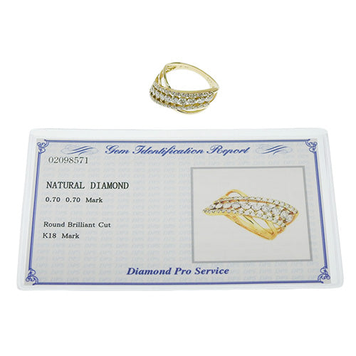 Diamond Line Ring D0.70,0.40 K18 Yellow Gold YG