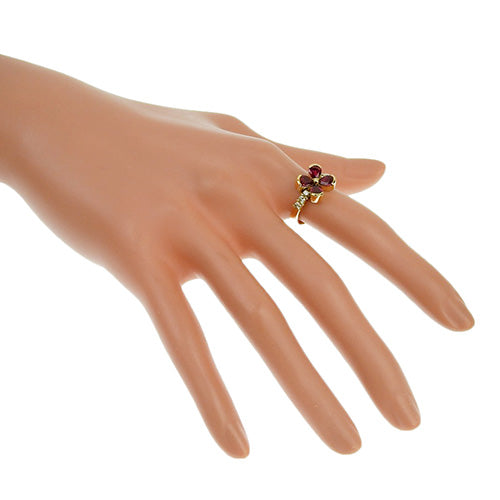 Flower Motif Ruby and Diamond Ring R1.62/D0.30 K18 Yellow Gold YG