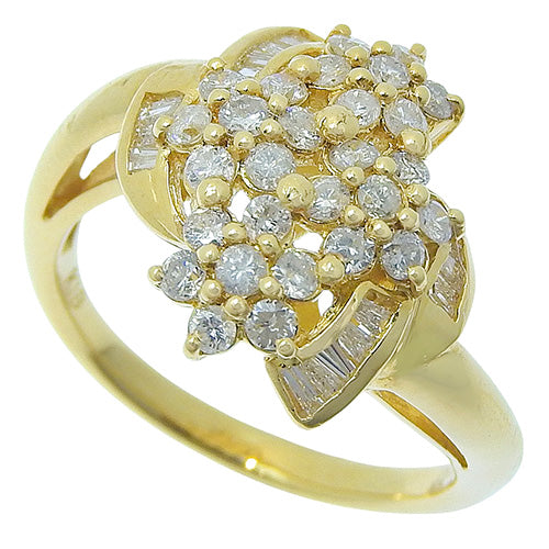 Diamond Flower Ring D1.00 K18 Yellow Gold YG