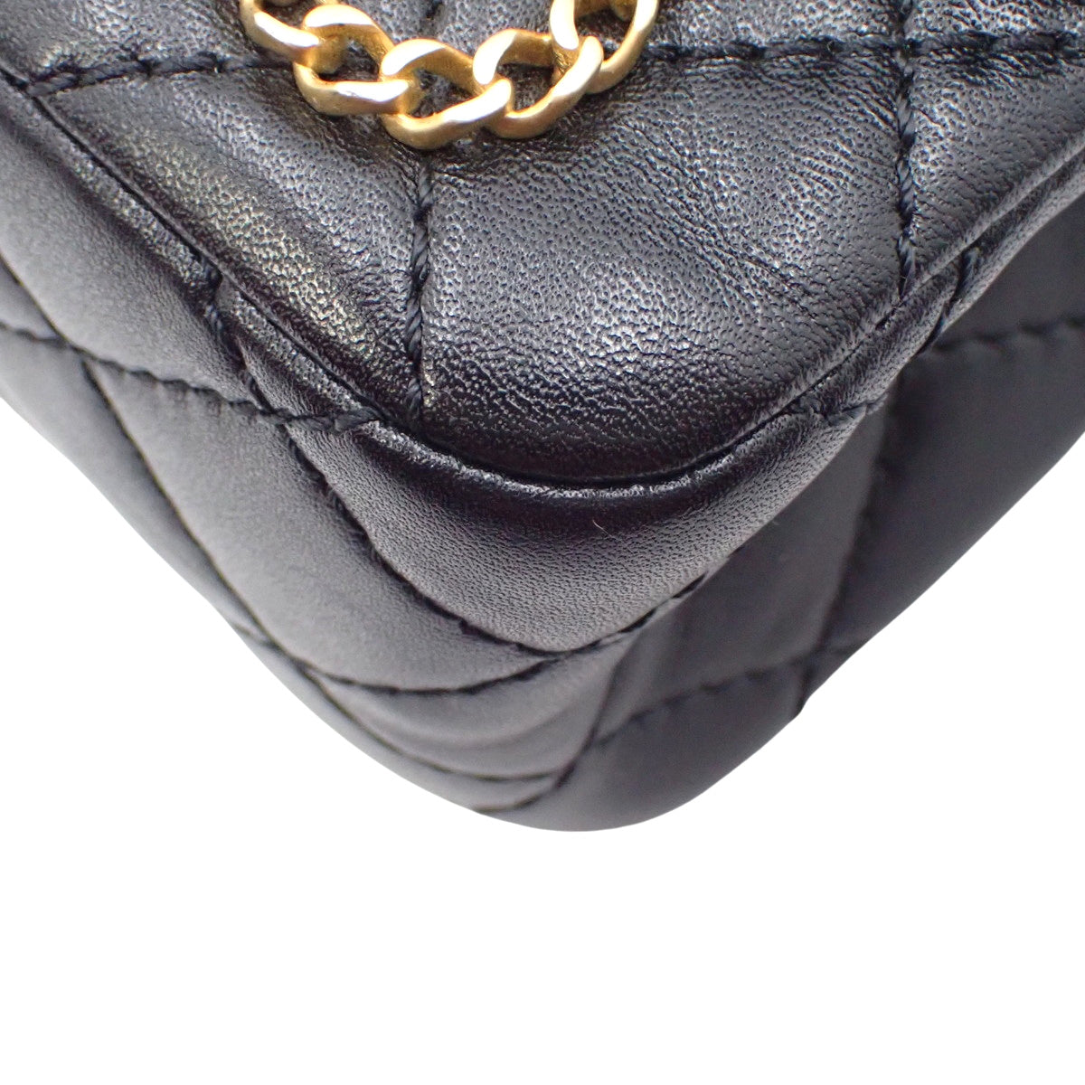 2.55/Matelasse Chain Shoulder Bag in Black Calfskin