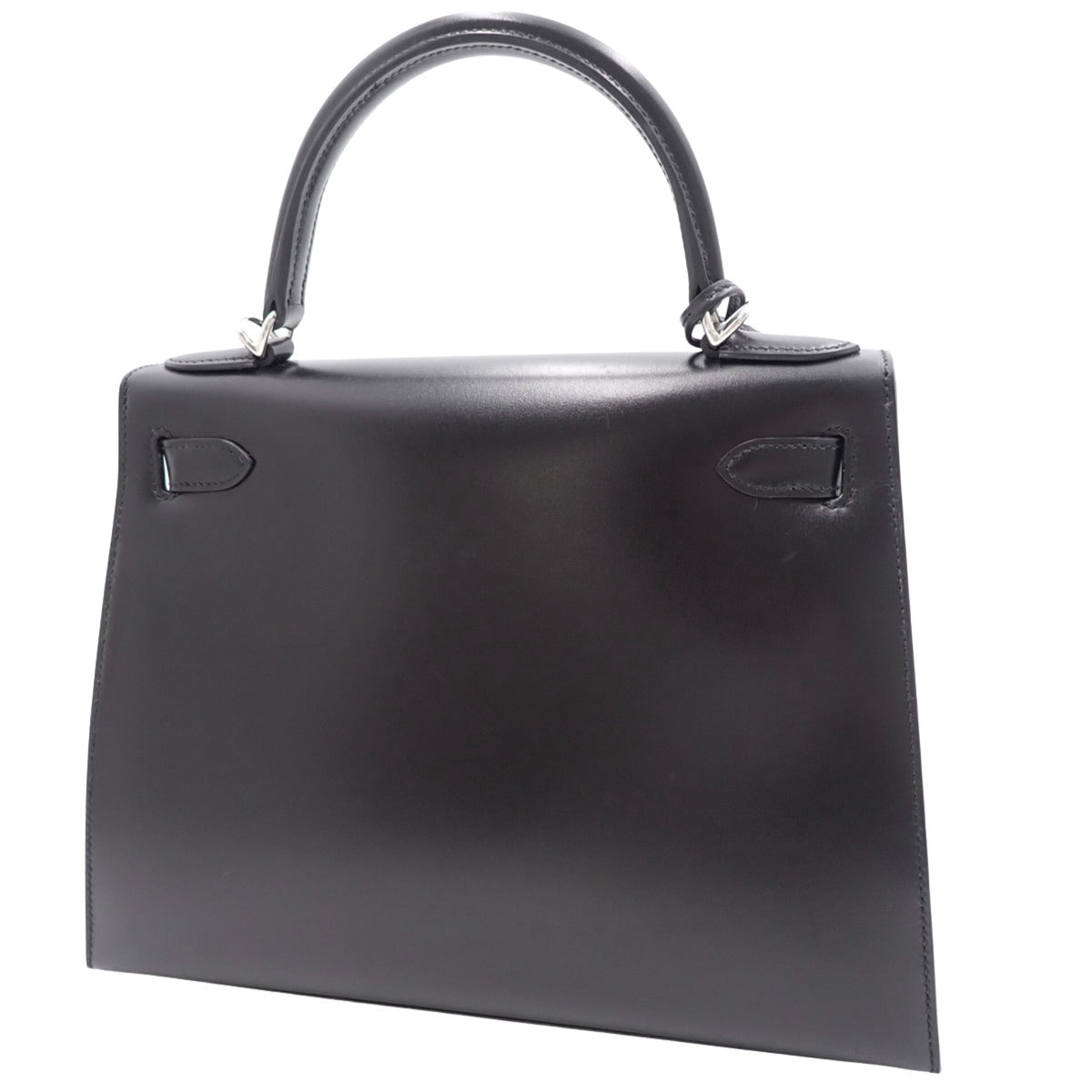 ケリー28(外縫い) ボックスカーフ パラジウム金具 ブラック シルバー金具 D刻印