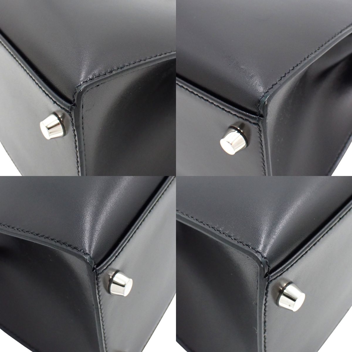 ケリー28(外縫い) ボックスカーフ パラジウム金具 ブラック シルバー金具 D刻印