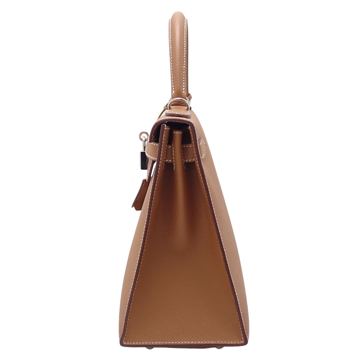 Kelly 28 (Exterior Stitched) Voie Epsom Leather, Palladium Hardware (Gold or Silver Hardware), U Stamp