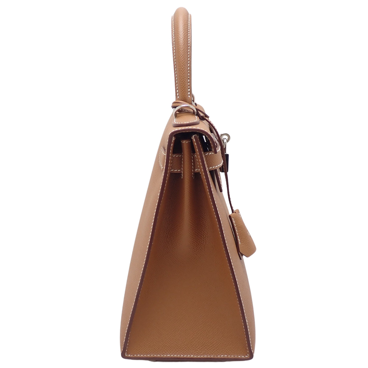 Kelly 28 (Exterior Stitched) Voie Epsom Leather, Palladium Hardware (Gold or Silver Hardware), U Stamp