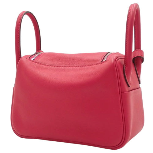 Lindy Mini Verso Swift 钯金皮革表带,搭配 Framboise/Rouge Cellier 图案和 Z 字形印记