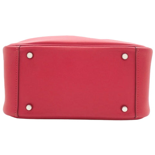 Lindy Mini Verso Swift 钯金皮革表带,搭配 Framboise/Rouge Cellier 图案和 Z 字形印记