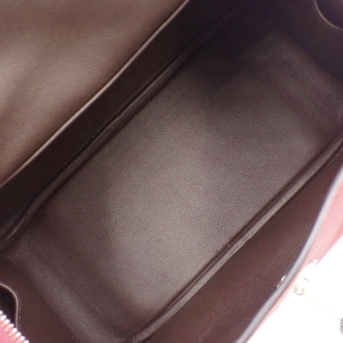 Lindy Mini Verso Swift 钯金皮革表带,搭配 Framboise/Rouge Cellier 图案和 Z 字形印记