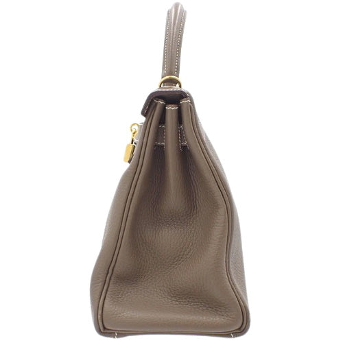 Kelly 28 (inside stitching) Taurillon Clemence Etoupe/Etoupe A stamp