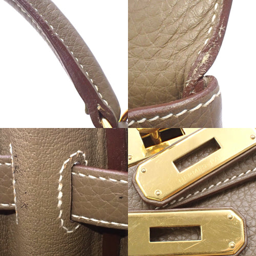 Kelly 28 (inside stitching) Taurillon Clemence Etoupe/Etoupe A stamp