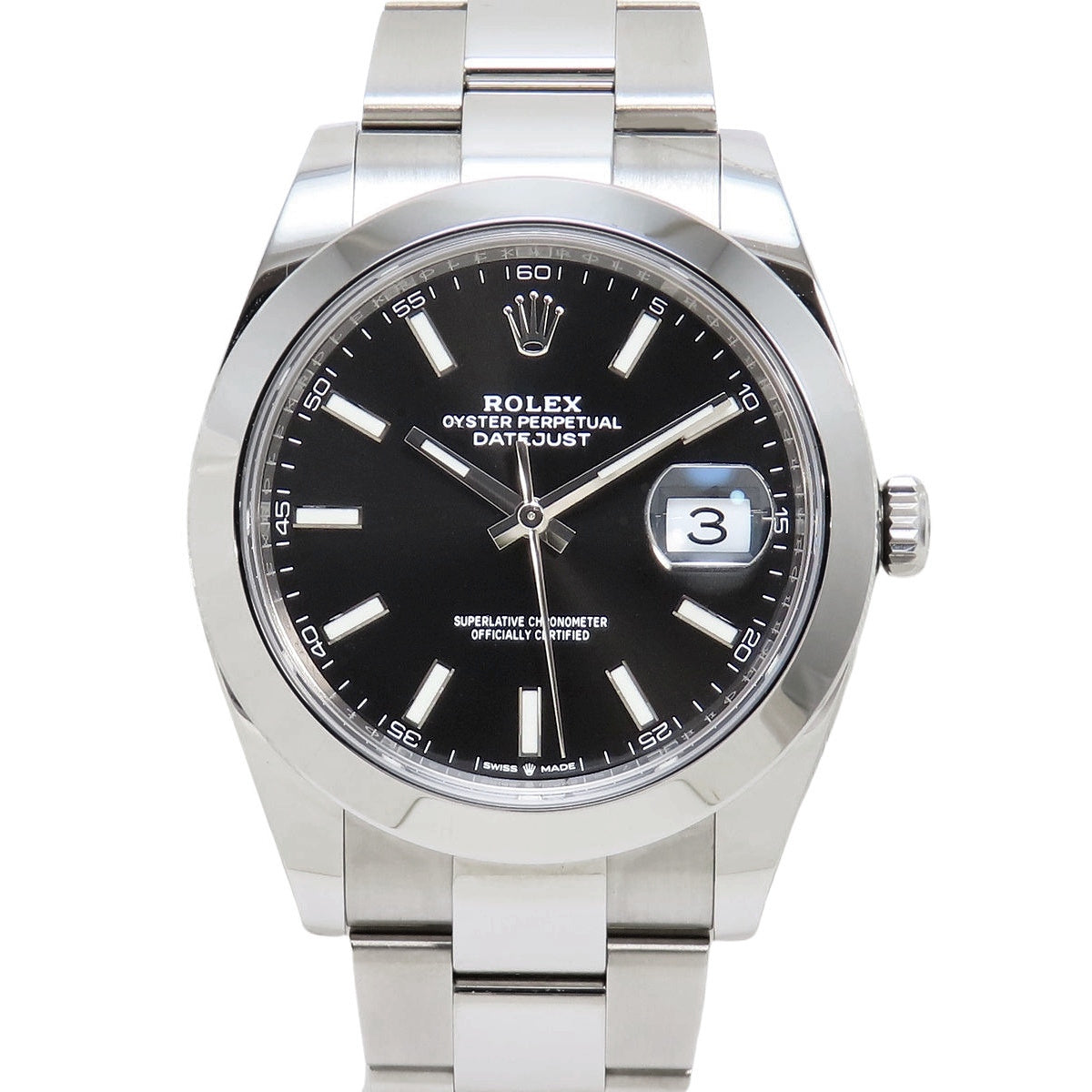126300 Datejust 41 SS, random serial number, automatic winding, black dial.