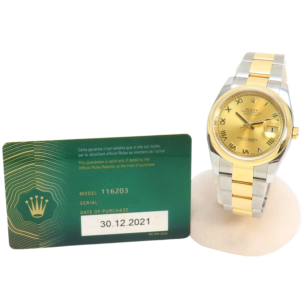 【含保修】116203 Datejust YG/SS 随机编号自动香槟金腕表