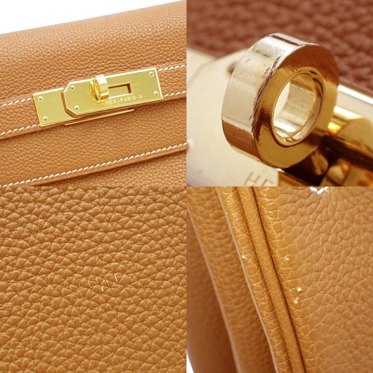 Kelly 32 (with internal stitching), Togo leather, gold hardware, □F stamp.