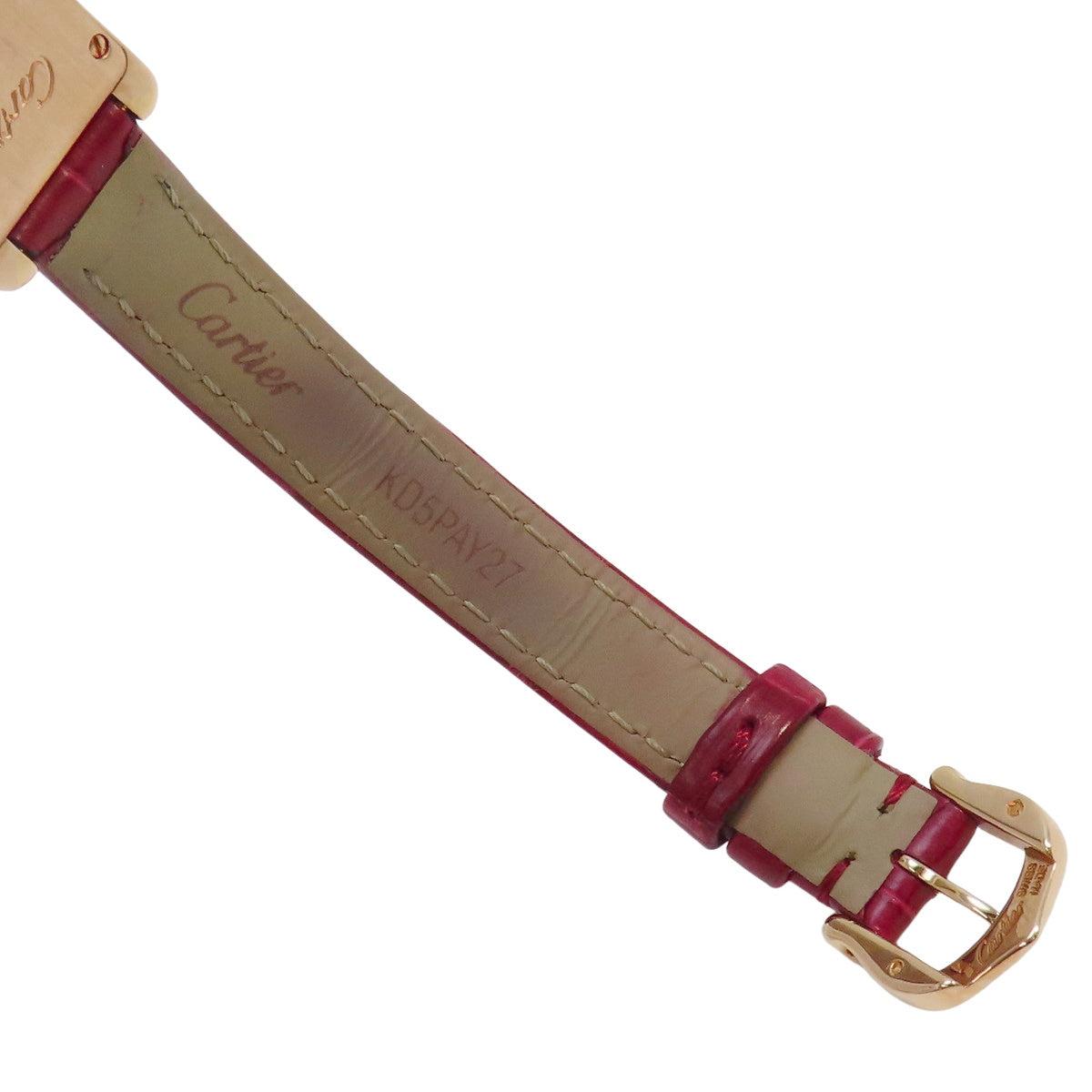 Tank Américaine Mini Diamond Bezel WJTA0026 PG/Leather Silver Quartz Women's