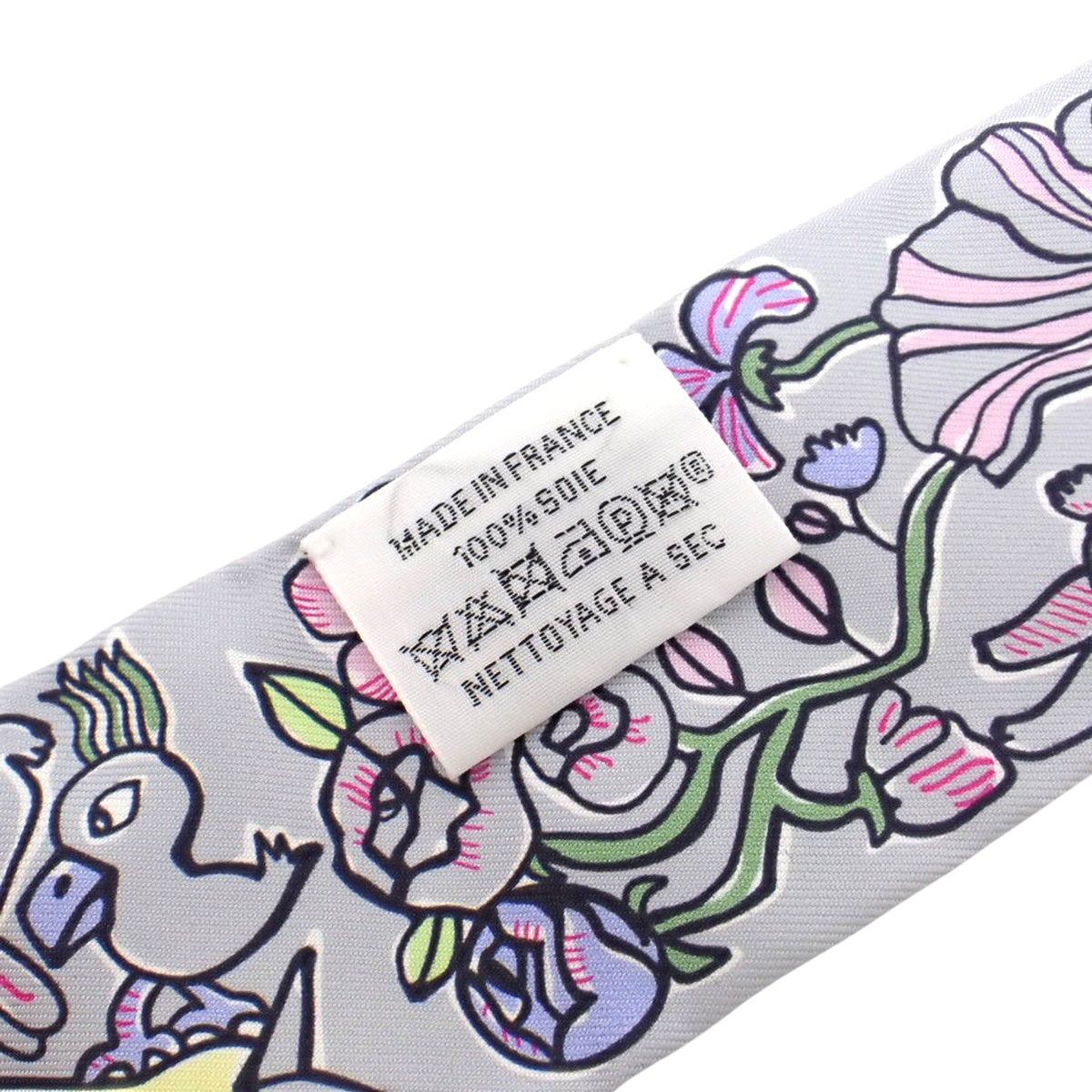 HERMES Mille Et Un Lapins Twilly Silk Gris Perle Rose Jaune|Vintage Hermès Specialty Store|Aoyama & Shibuya, Tokyo|ORANGE BOUTIQUE