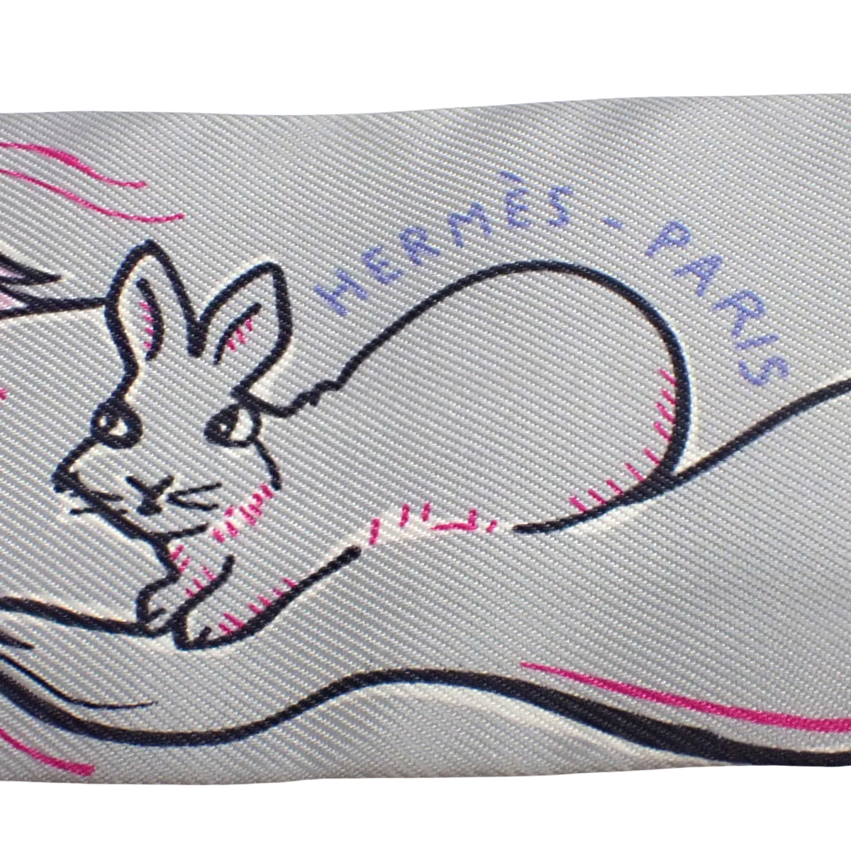 HERMES Mille Et Un Lapins Twilly Silk Gris Perle Rose Jaune|Vintage Hermès Specialty Store|Aoyama & Shibuya, Tokyo|ORANGE BOUTIQUE