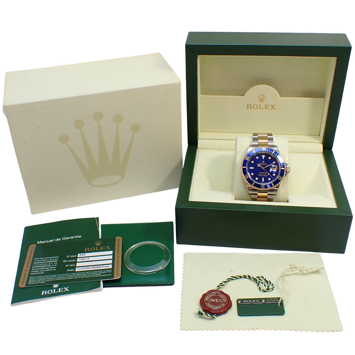 Submariner 16613 YG/SS M Blue Automatic Men's