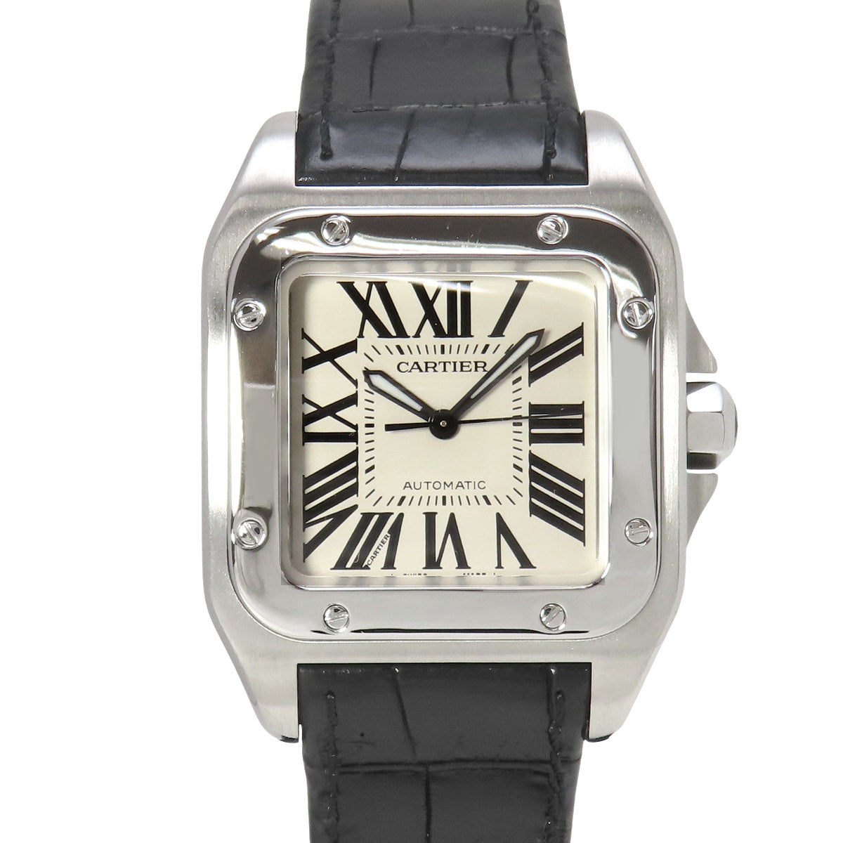 Santos 100MM W20126X8 SS/Leather White Automatic Women's