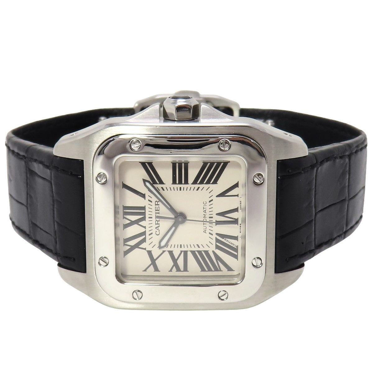 Santos 100MM W20126X8 SS/Leather White Automatic Women's