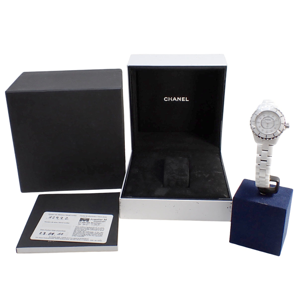 J12 H2422 CE ホワイトシェル文字盤 8Pダイヤモンド クオーツ レディース