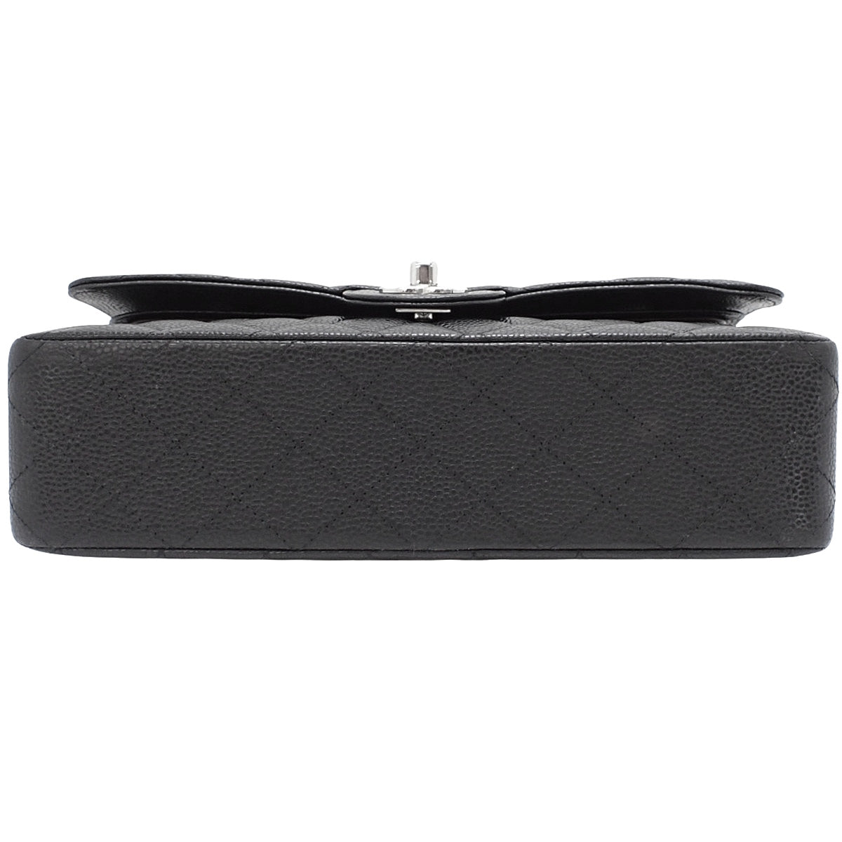 ココマーク Wフラップ25 チェーンショルダーバッグ キャビアスキン ブラック