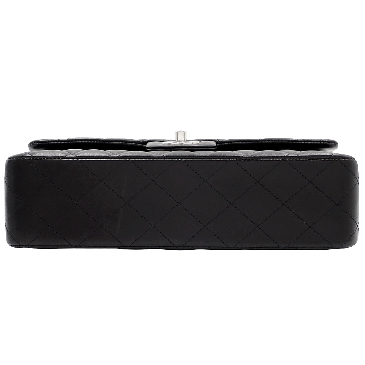 Matelasse W-Flap 25 Chain Shoulder Bag in Black Lambskin A01112