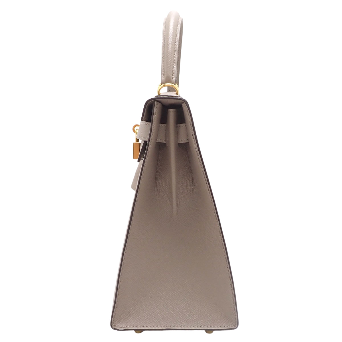 Kelly 28 (External Stitching) Veau Epsom Leather Gris Asphalt Gold Hardware C Stamp