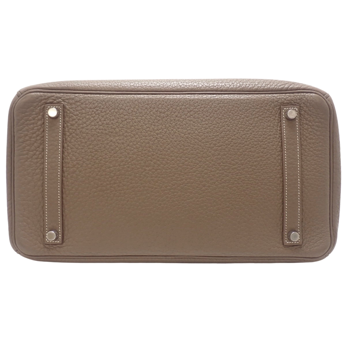 Birkin 35 in Taurillon Clemence Etoupe/Etoupe leather with silver hardware and L stamp
