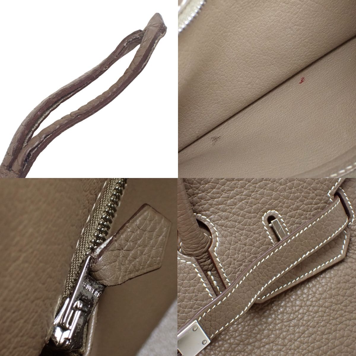 Birkin 35 in Taurillon Clemence Etoupe/Etoupe leather with silver hardware and L stamp