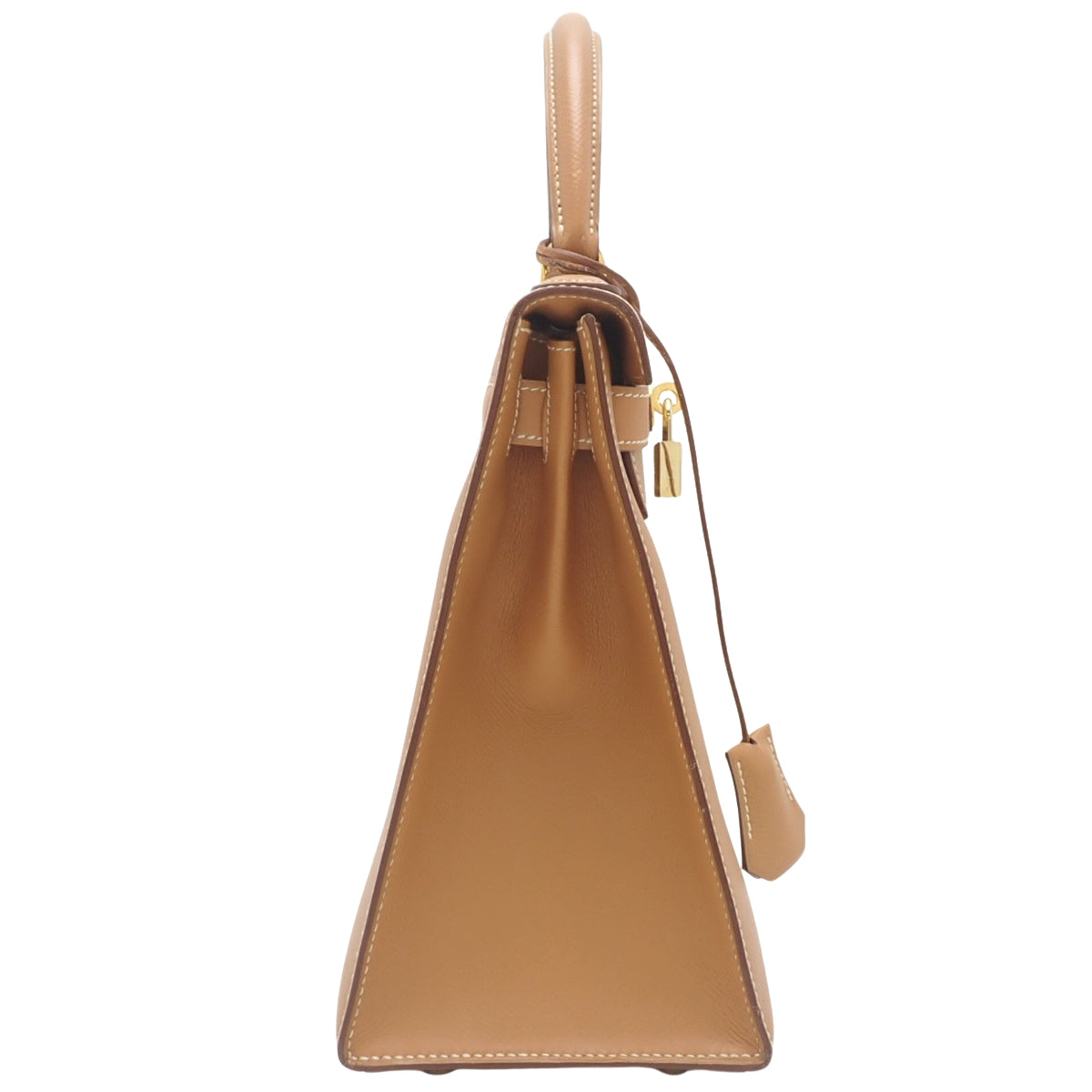 Kelly 28 (Outside Stitching) Cushvel Natural Sable Gold Hardware ○U Stamp