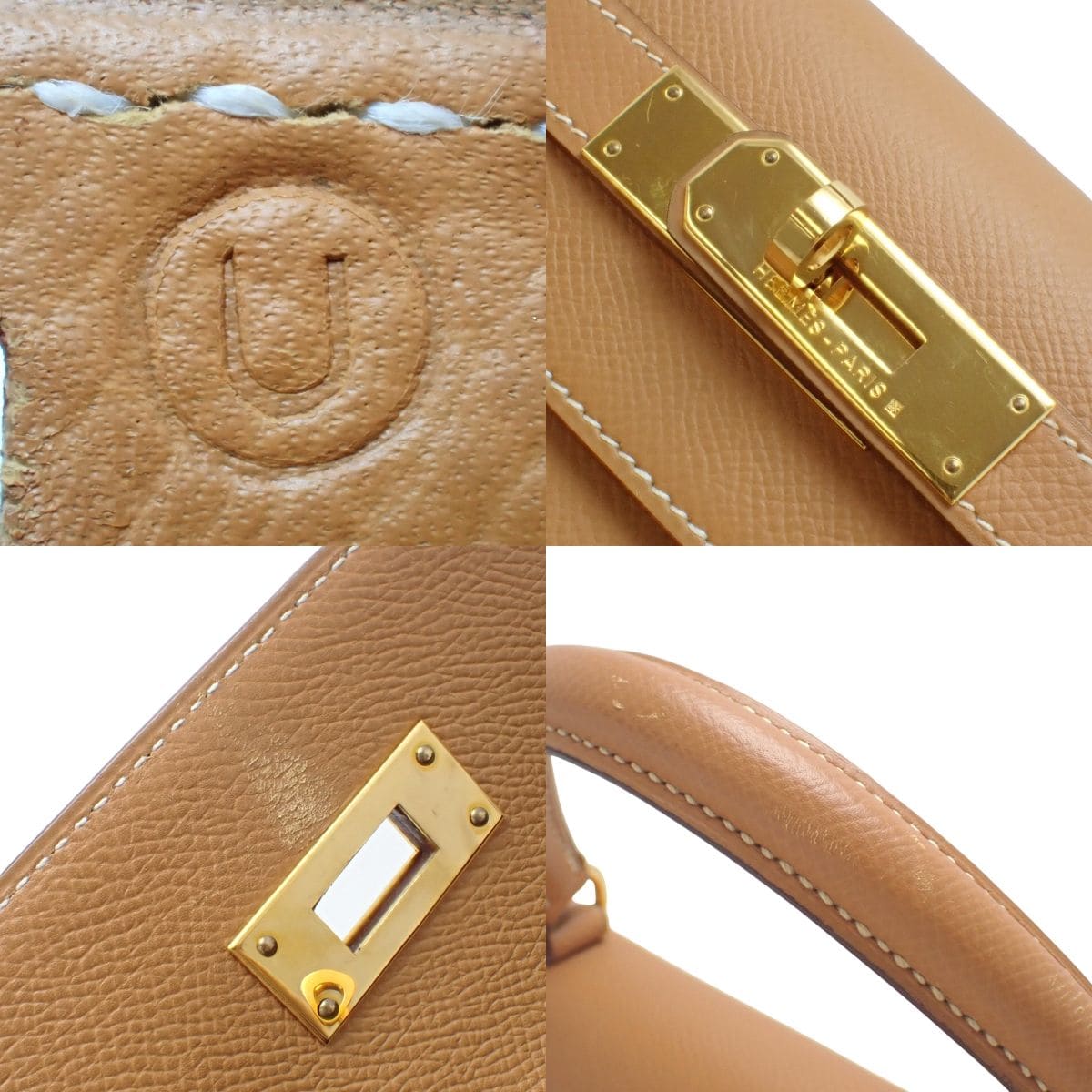 Kelly 28 (Outside Stitching) Cushvel Natural Sable Gold Hardware ○U Stamp
