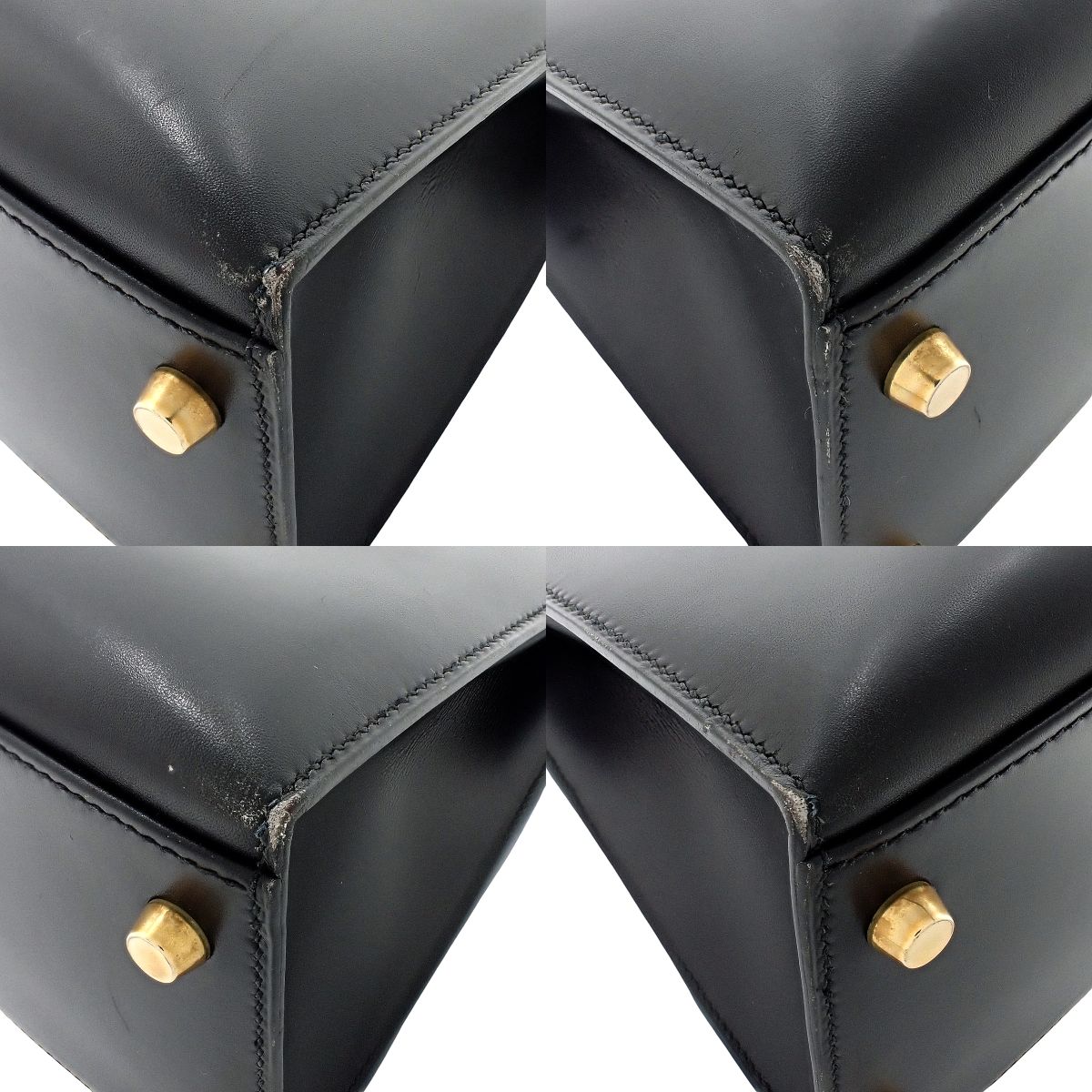 ケリー32(外縫い) ボックスカーフ ブラック ゴールド金具 ○A刻印