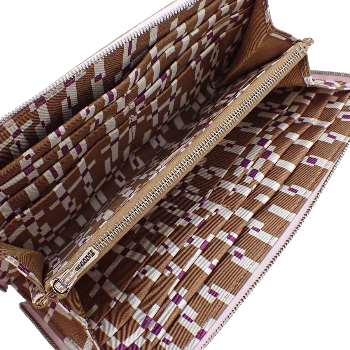 Azap Long Silk'In Epsom皮革长款钱夹 淡紫色 银色金属件 U刻印