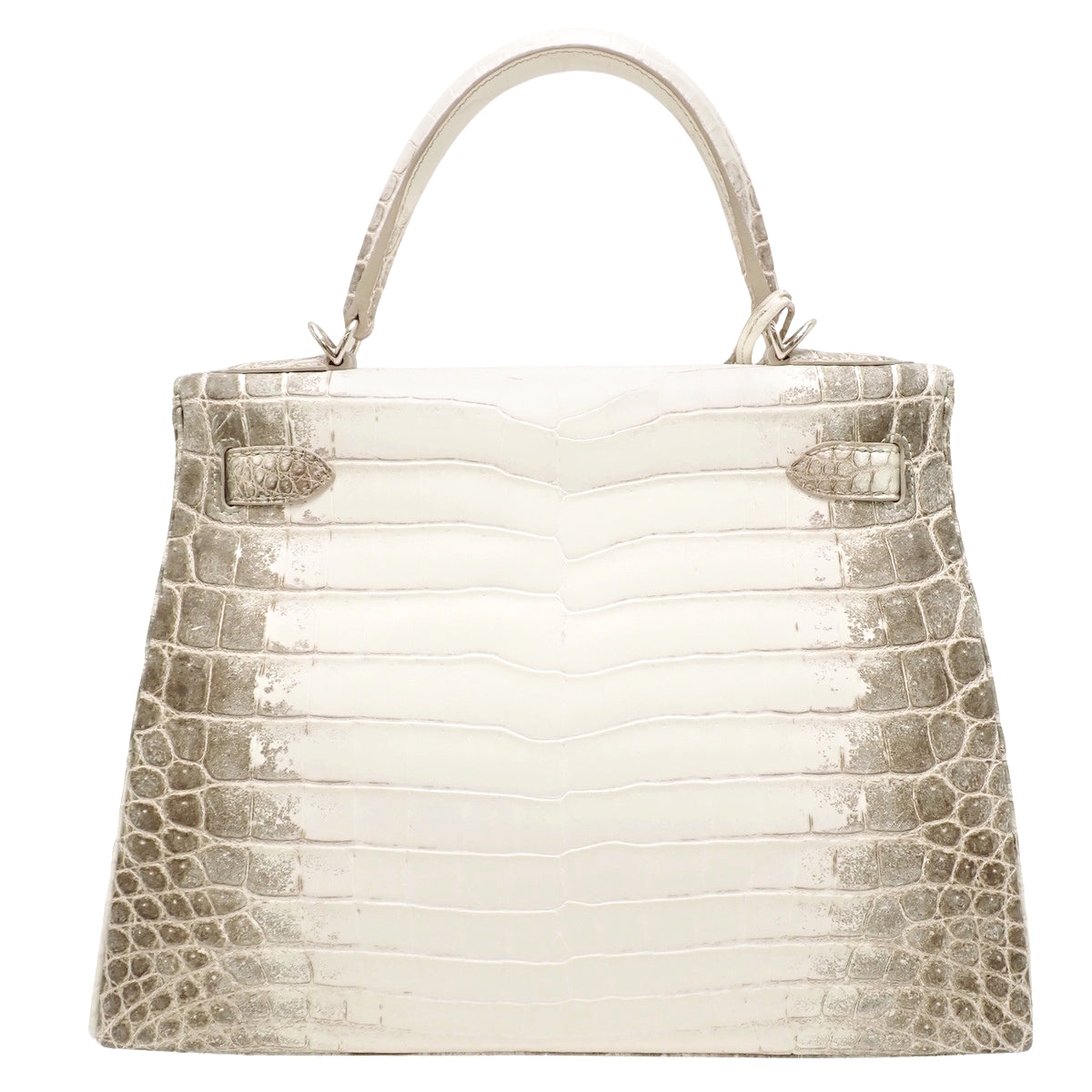 Kelly 28 (Sellier) Himalayan Niloticus Matte Crocodile Palladium Hardware White Brown Z stamp