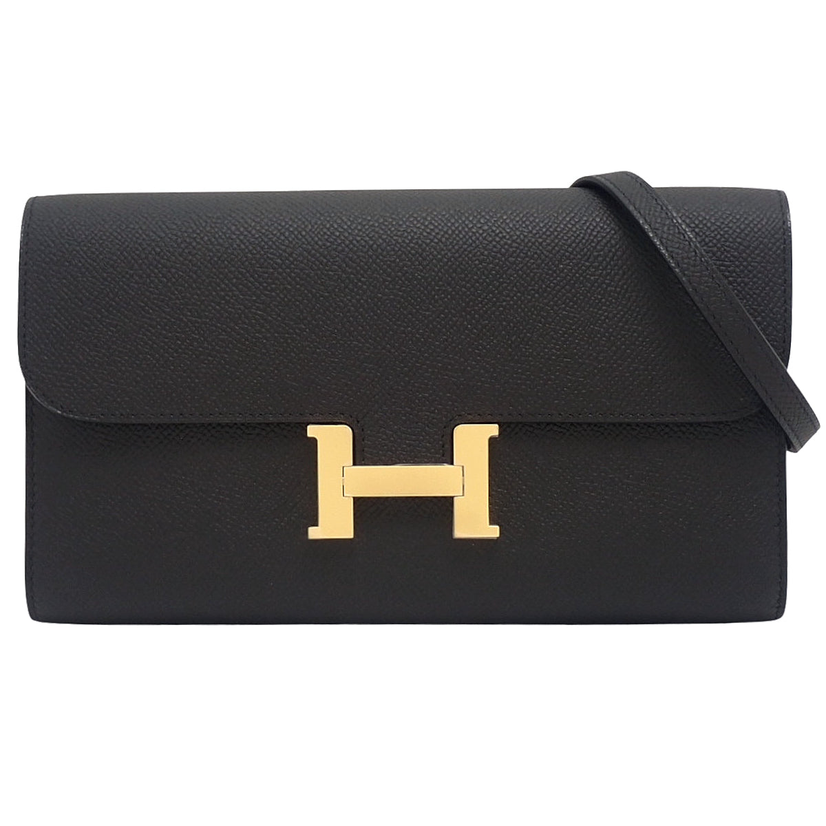Constance Long To Go Veau Epsom Black Gold Hardware K-stamp