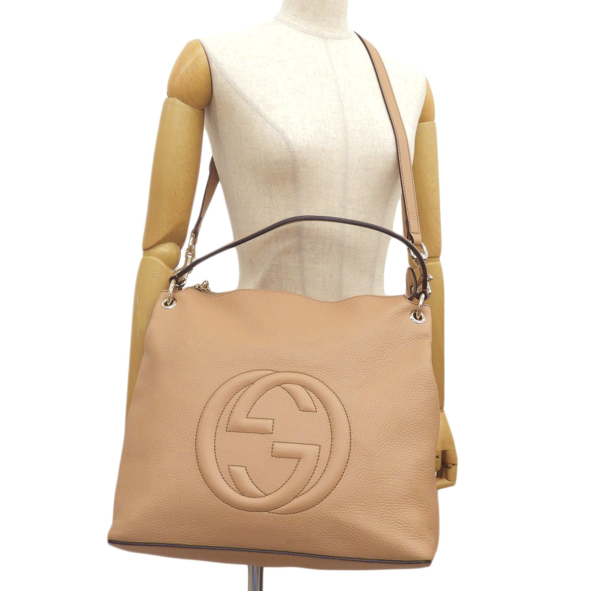 Soho Interlocking G 2-Way Shoulder Bag Calf Beige 408825
