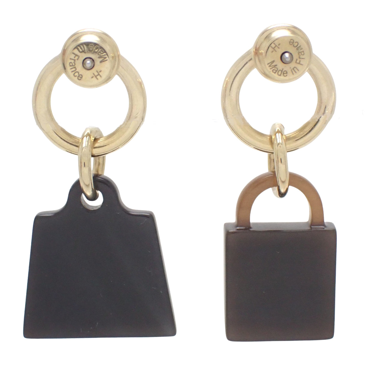 Fusion Amulette Maroquinerie earrings, buffalo horn and metal (GP)