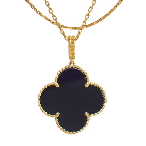 Magic Alhambra Long Necklace, 1 Motif, Onyx, Yellow Gold (K18YG), Accessory, Jewelry, Onyx