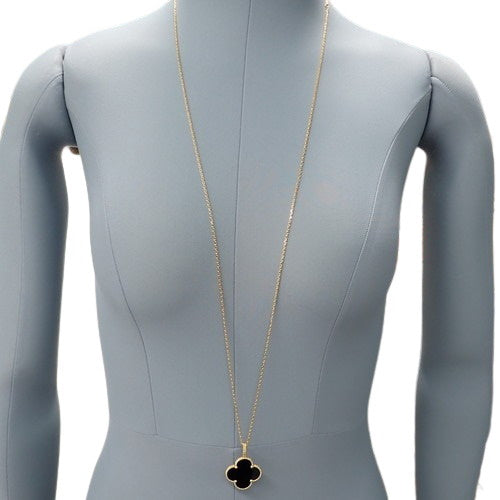 Magic Alhambra Long Necklace, 1 Motif, Onyx, Yellow Gold (K18YG), Accessory, Jewelry, Onyx