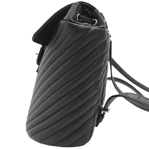 Chevron V-Stitch Chain Backpack Daypack with Coco Mark Lambskin A91121