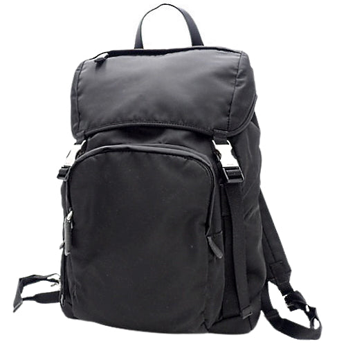 Re-Nylon x Saffiano Leather Backpack, Nylon, Saffiano Leather, NERO (Black), 2VZ135_2DMG_F0002_V_HOL (Currently in production as of February 2024), Daily, Triangle Logo