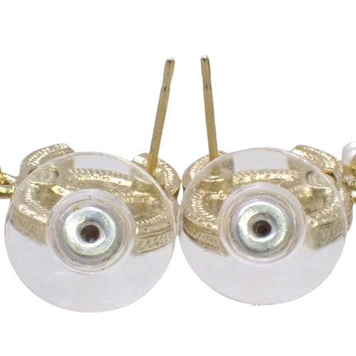 Cocomark No. 5 Perfume Pearl Earrings, Metal (GP), Faux Pearl and Rhinestone Hoop Dangles