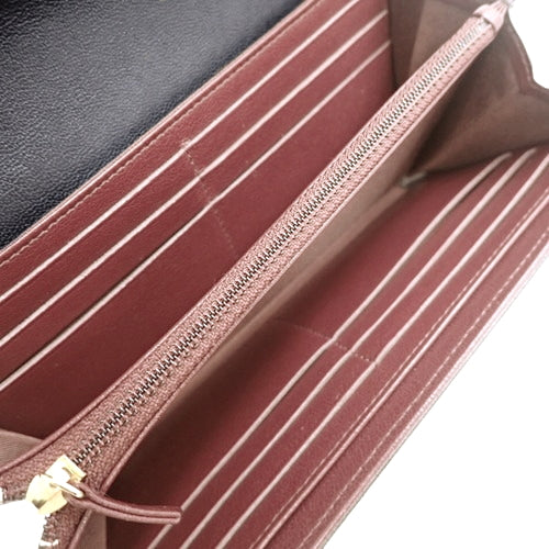 Matelasse Mademoiselle Bifold Long Wallet, Leather, Black, Bordeaux, Coco Mark, Bifold Long Wallet