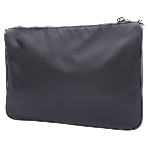 Re-Nylon shoulder bag, nylon and calfskin, NERO, 2VH113_2DMH_F0002_V_XOP (currently available as of March 2024).  Shoulder bag, crossbody bag, pochette.