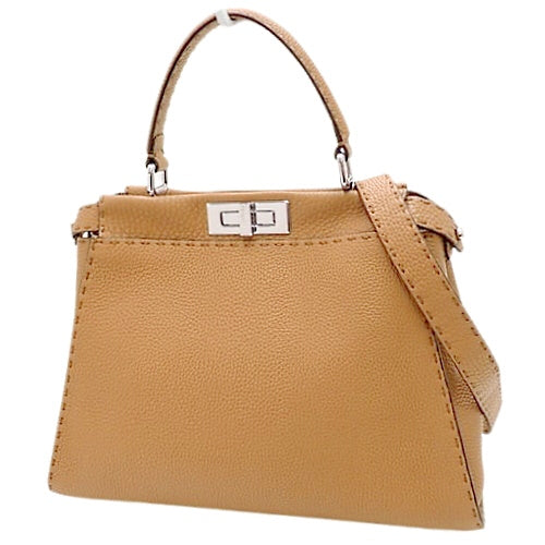 Fendi Selleria Peekaboo Regular Calfskin Bag, Brown, 8BN290 Q0J F0E8L, 2-way shoulder bag/crossbody bag.
